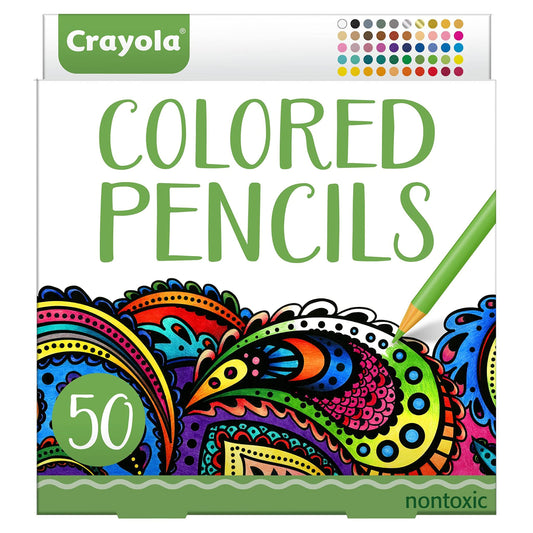 Crayola Adult Colored Pencils with 50 colors for vibrant coloring book projects.