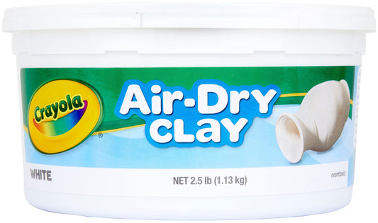 Crayola air-dry clay 2.5lb white bucket for quick no-bake crafts.