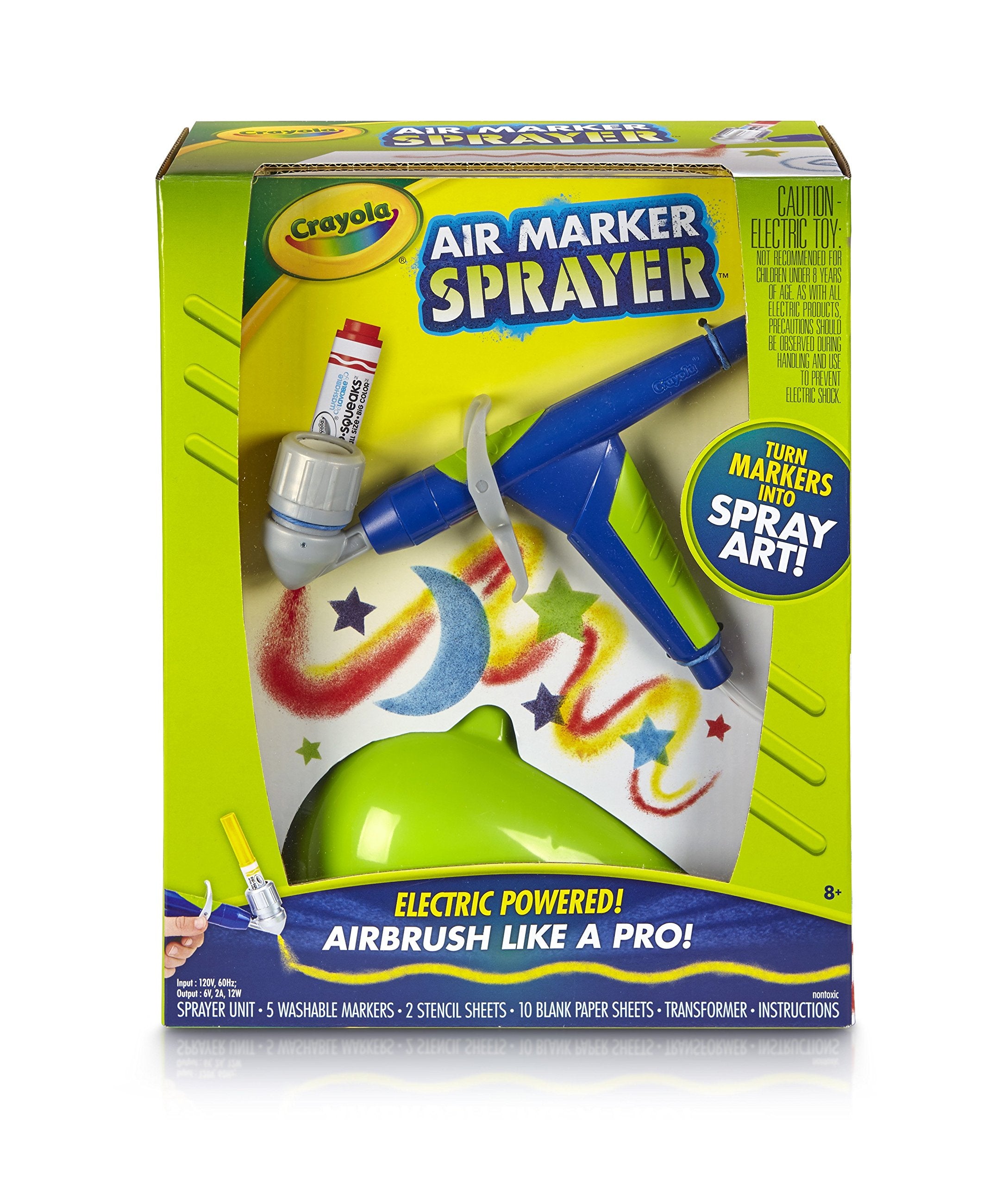 Crayola Air Marker Sprayer setup for easy start to airbrush art on paper.