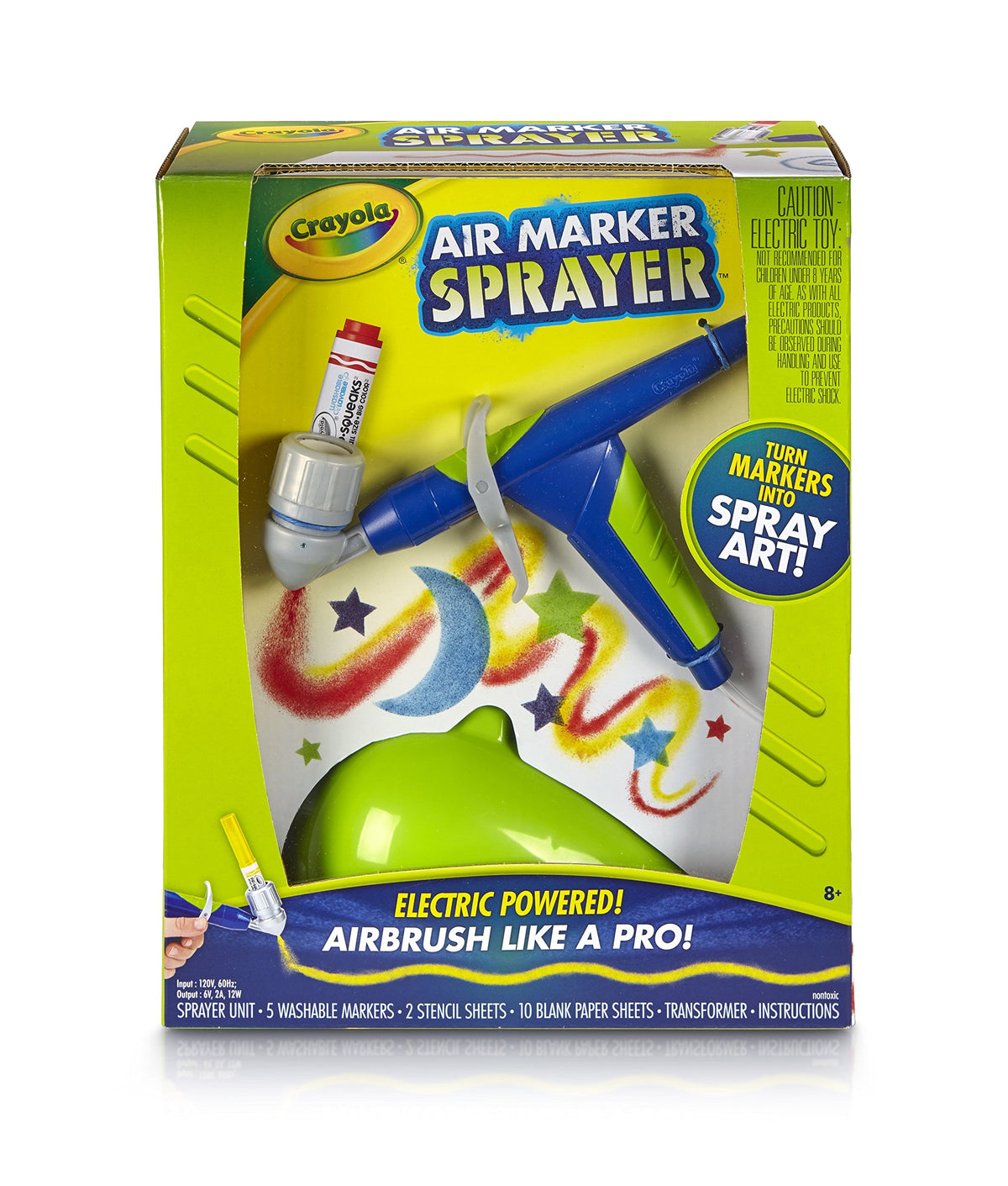 Crayola Air Marker Sprayer setup for easy start to airbrush art on paper.