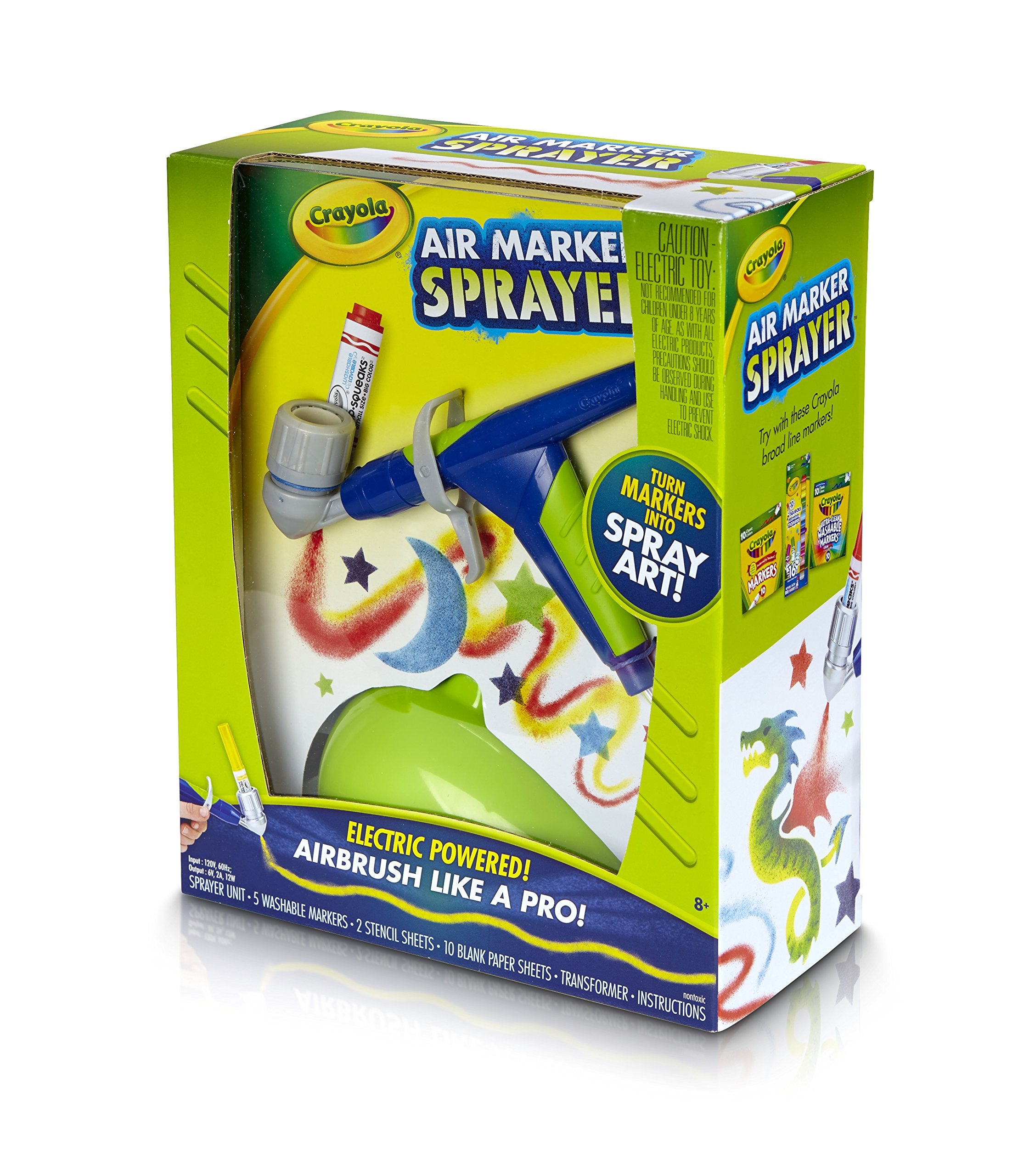 Crayola Air Marker Sprayer with stencils included for themed designs.