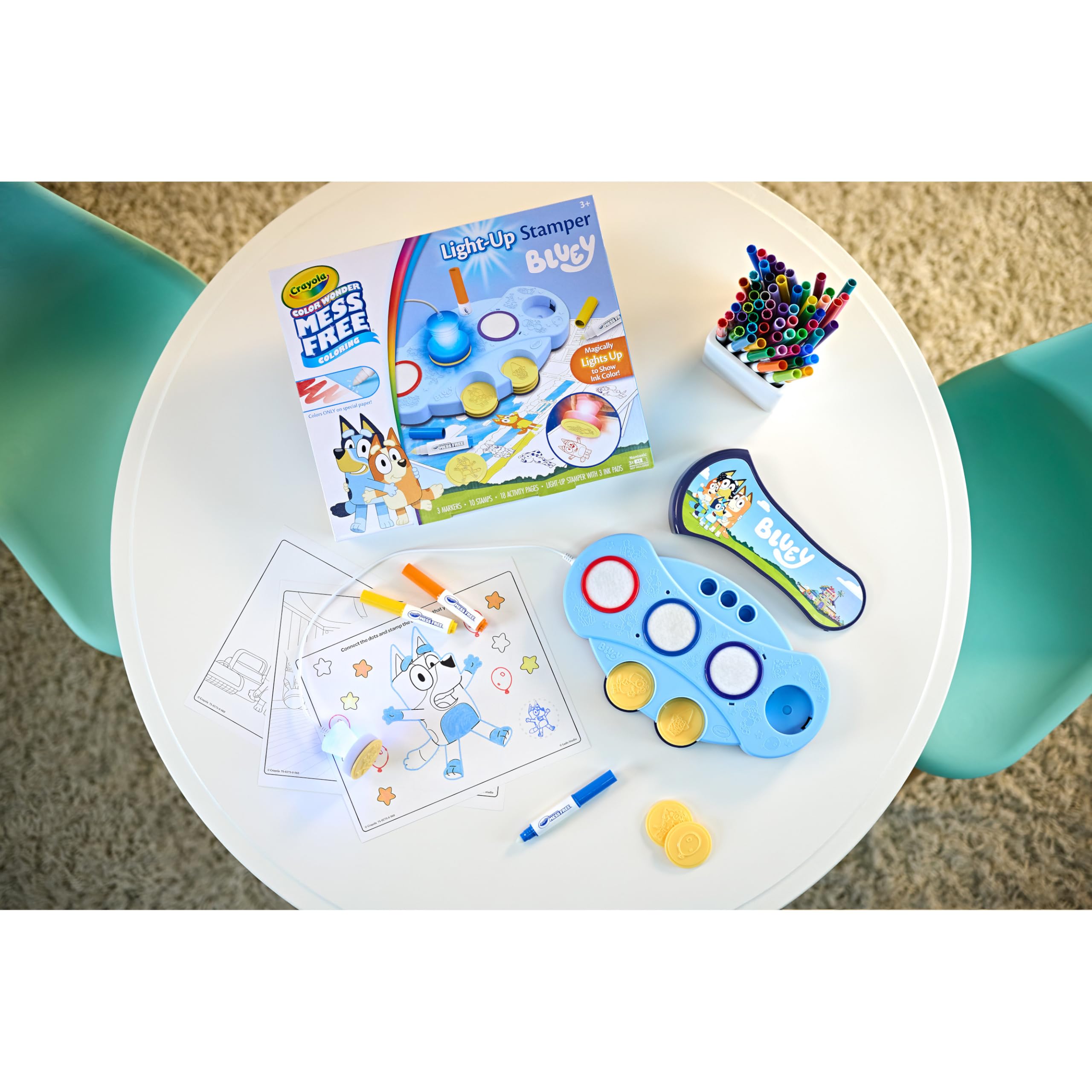 Compact, travel-friendly Bluey stamping activity kit