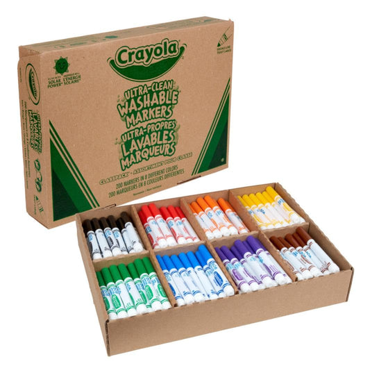 Crayola broad line classpack 200ct eight colors ideal for classroom color-coding.