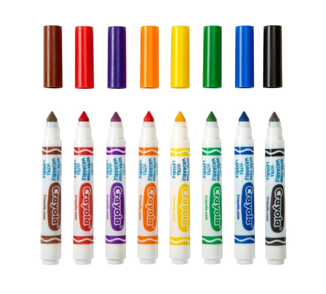 Crayola broad line classpack 200ct non-toxic markers for ages 3 and up.