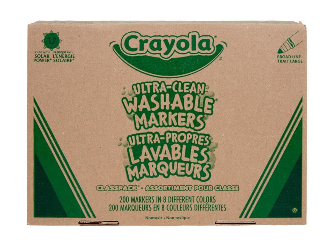 Crayola broad line classpack 200ct wedge-tip enables versatile strokes in art.