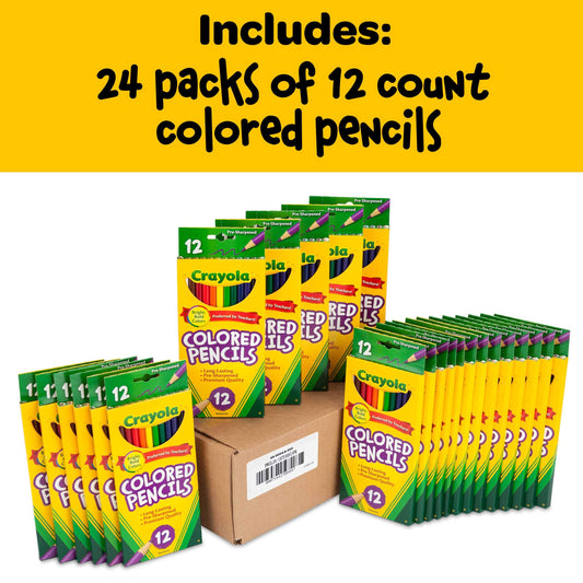 Crayola bulk colored pencils 24-pack colors displayed for color choice.