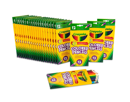 Crayola bulk colored pencils 24-pack front view, ready for classroom use.