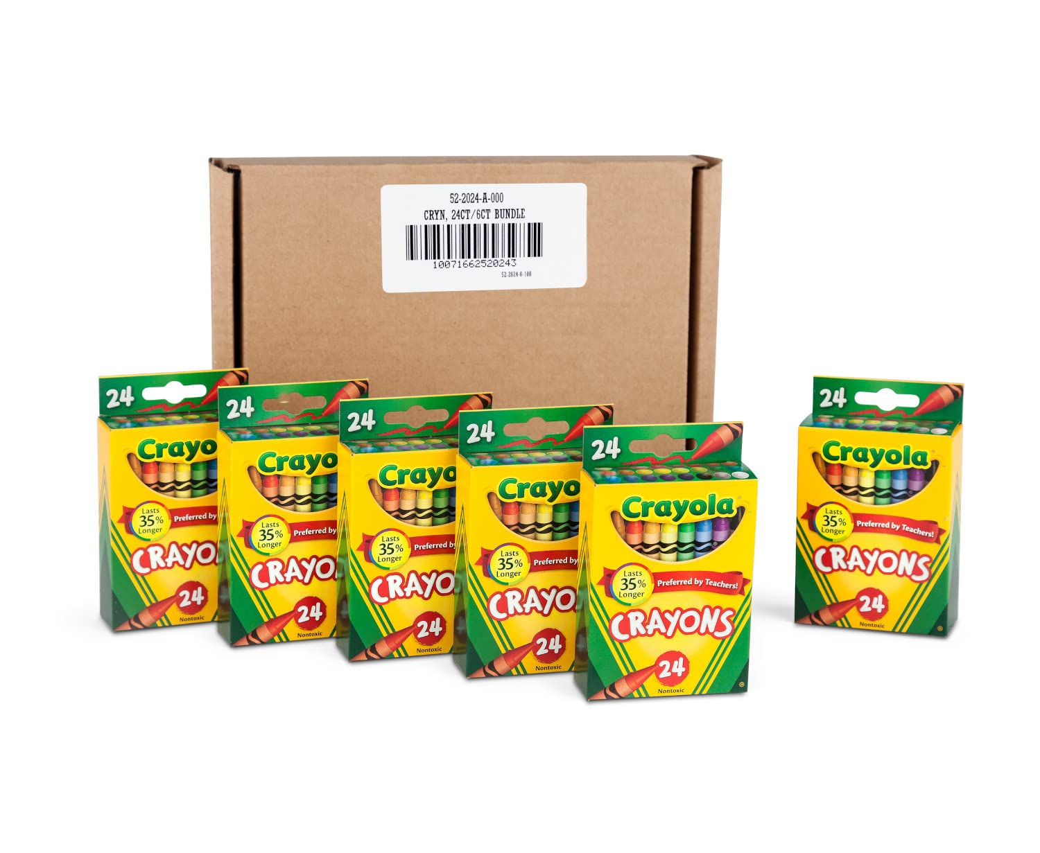 Crayola bulk six-pack box of crayons with 144 colors, ideal for classrooms and group projects.