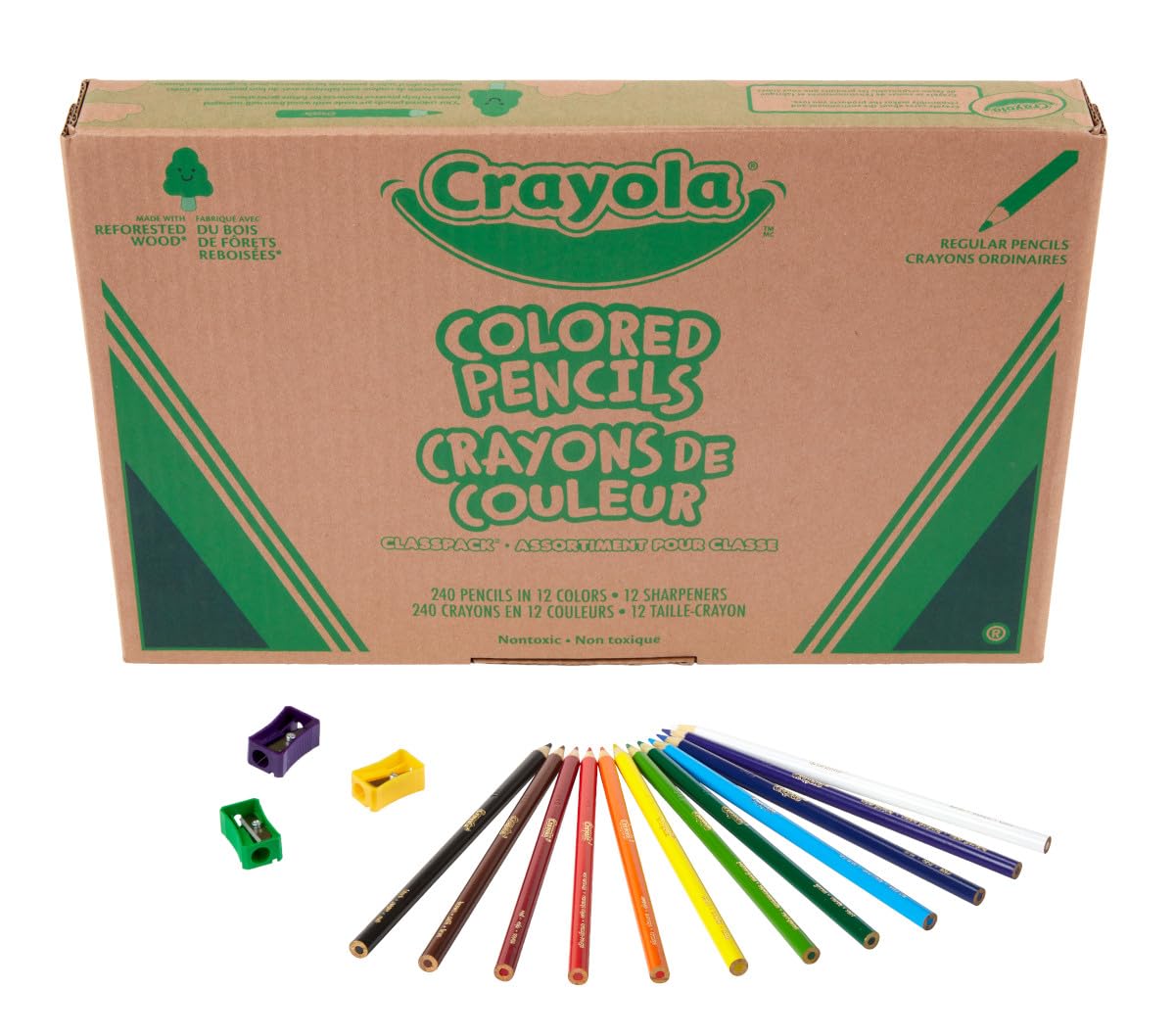 Crayola Classpack 12-color range with 20 pencils per shade supports consistent color choices.