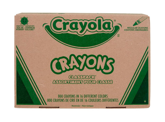 Crayola Classpack 800 crayons in a rainbow box for classroom color projects.