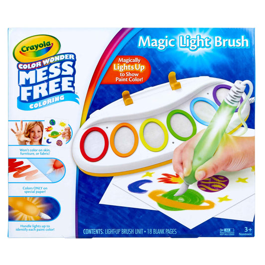 Crayola Color Wonder Magic Light Brush glows as you paint for mess-free creativity.