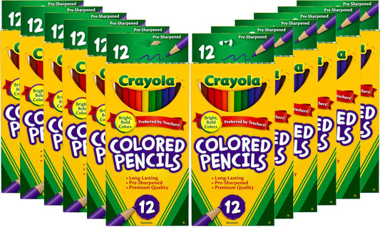 Crayola colored pencils bulk 12-pack with 12 colors for classroom art projects