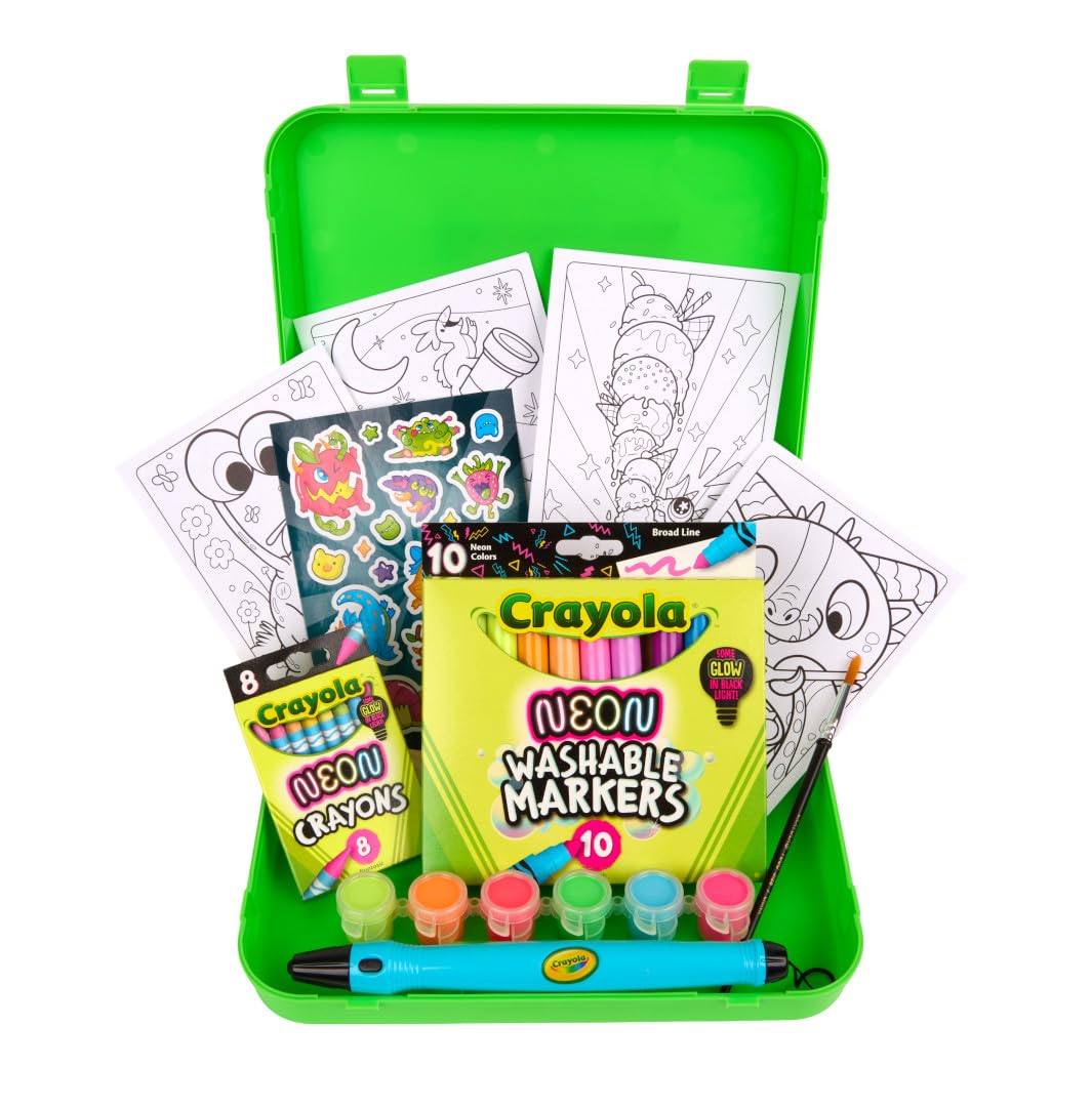 Crayola Coloring Pages included to spark imagination with neon accents.