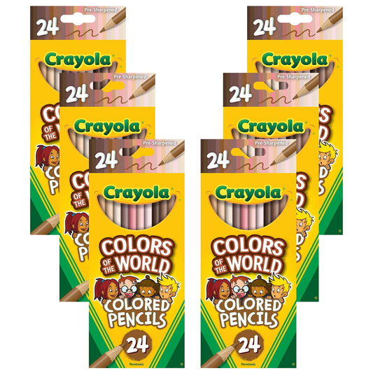 Crayola Colors of the World bulk pencils displayed in a six-pack setup for classrooms