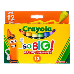 Crayola So Big extra jumbo crayons in 12-pack front display, easy for small hands.