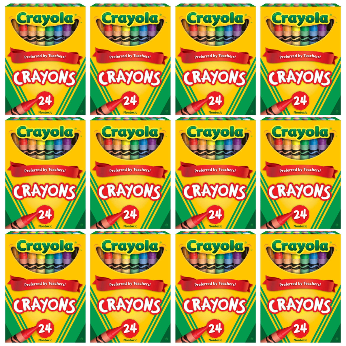 Crayola bulk crayons in 24-count boxes ready for classroom projects