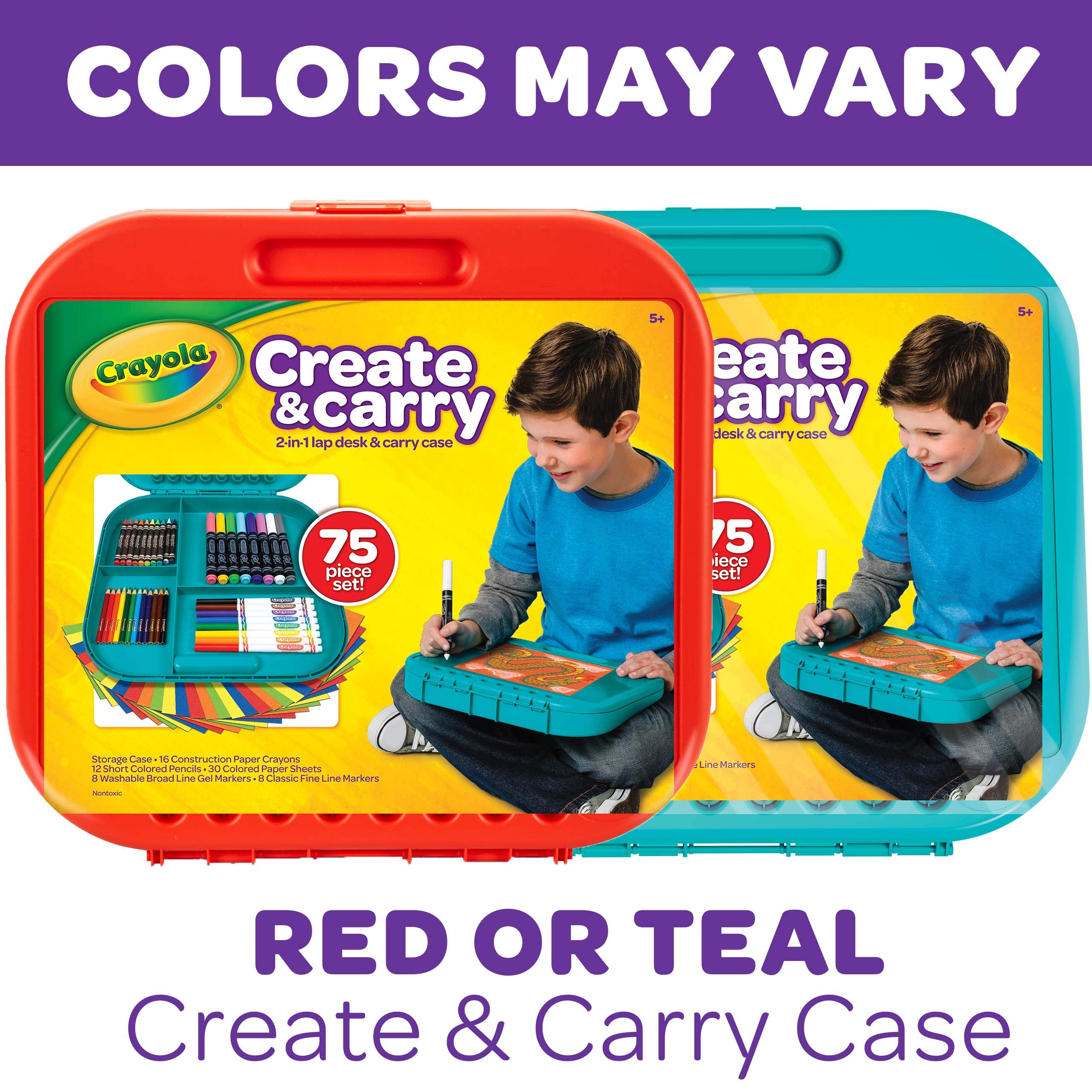 Includes Crayola art tools and case for portable drawing and coloring.