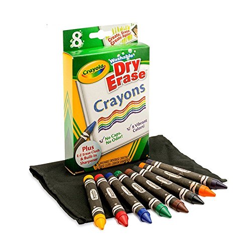 Crayola dry-erase crayons colors showcase on board, washable and easy to clean