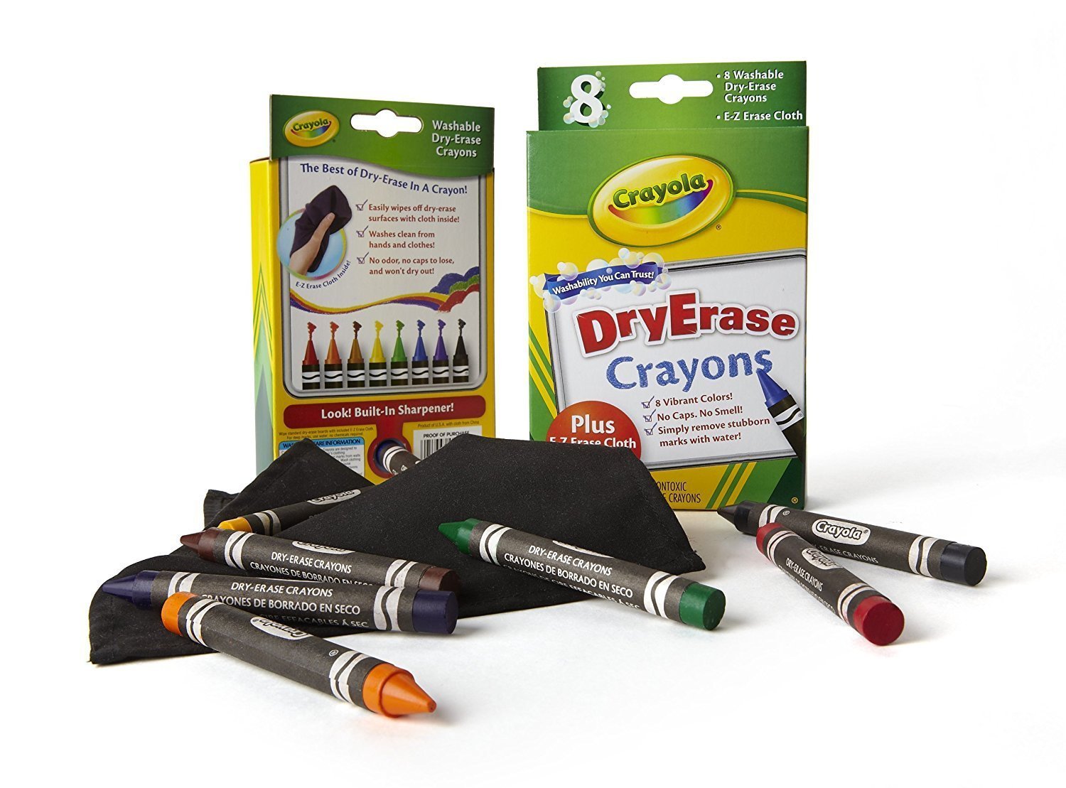 Crayola dry-erase crayons on whiteboard demonstrate smooth glide and odor-free drawing