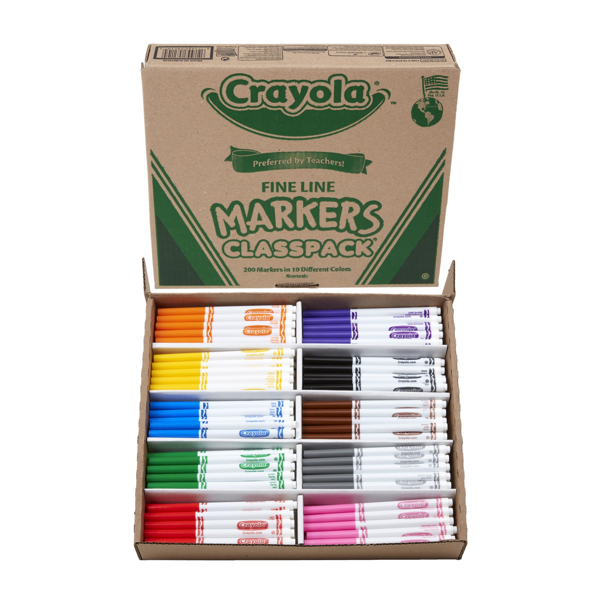 Crayola Fine Line Markers Classpack 200ct for vibrant classroom coloring and projects.