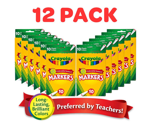Crayola Fine Line Markers color assortment with vibrant hues for vivid student drawings.