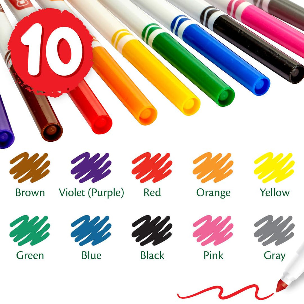 Crayola Fine Line Markers for Kids – 12 Bulk Boxes, 10 Colors for Clas ...