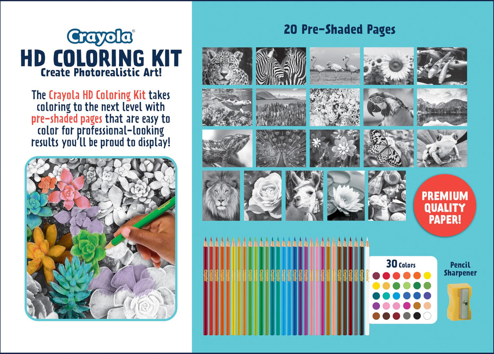 Crayola HD Coloring Kit adult pages: designed for relaxing, display-worthy coloring experiences