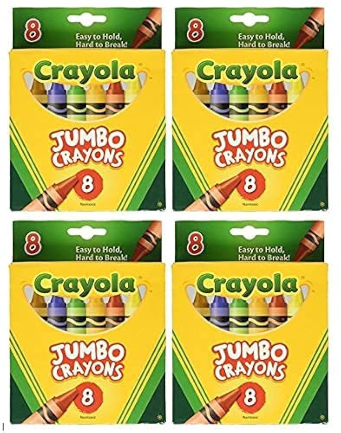 Crayola Jumbo Crayons front view in a 4-pack, highlighting easy-grip design for young artists.