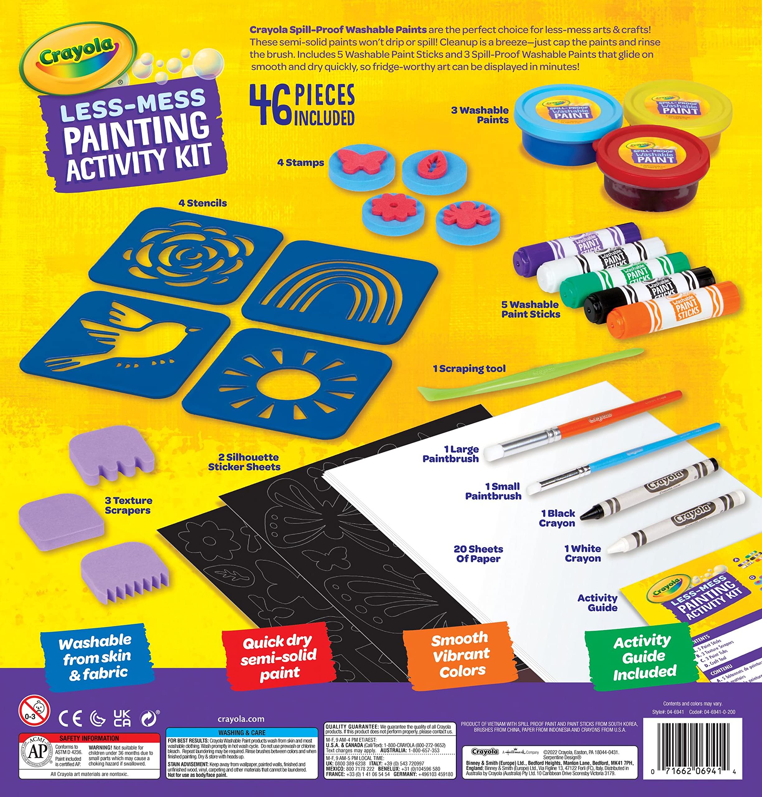 Crayola Less Mess Painting Activity Kit foam texture scrapers for depth