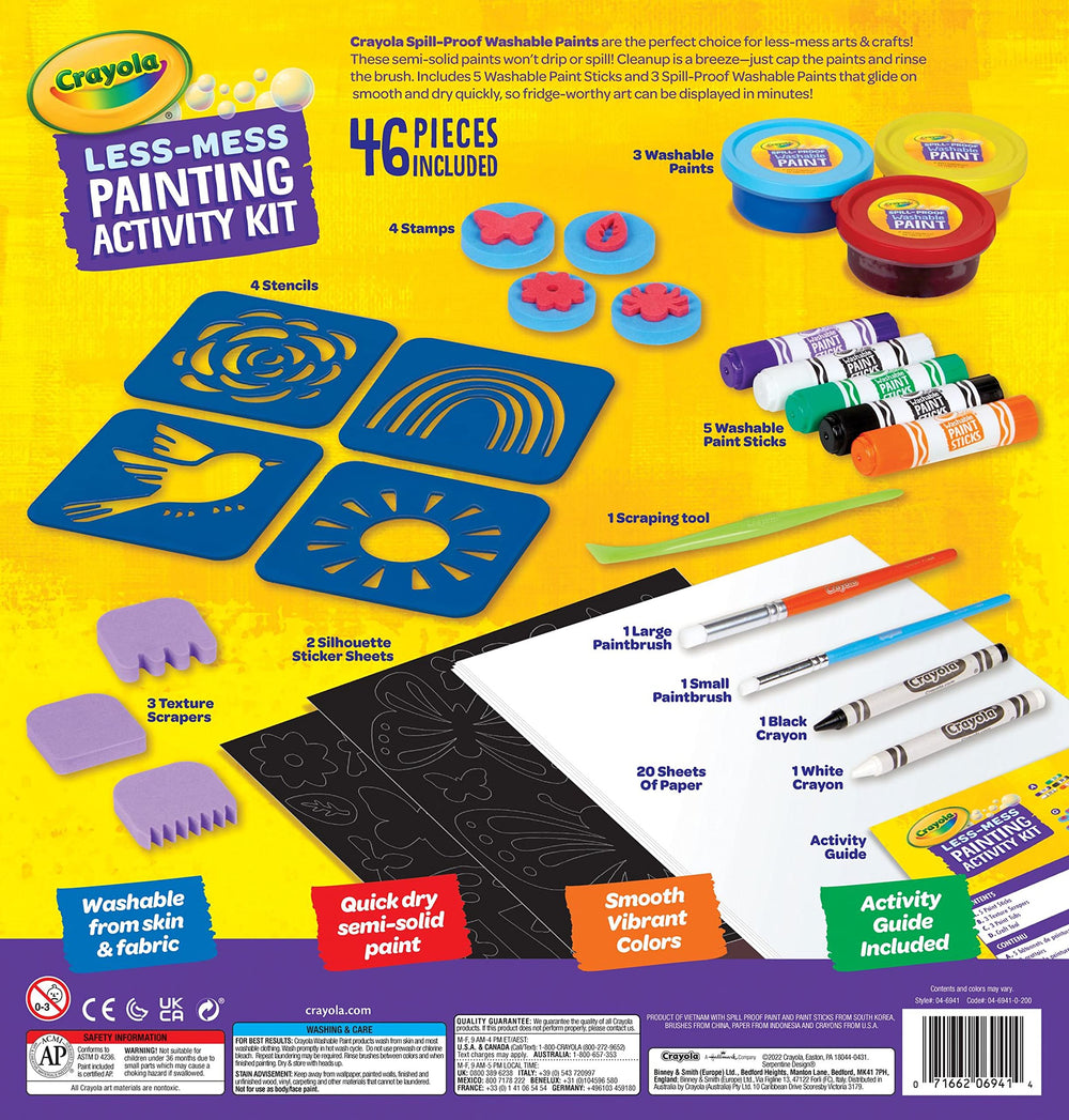 Crayola Less Mess Painting Activity Kit foam texture scrapers for depth