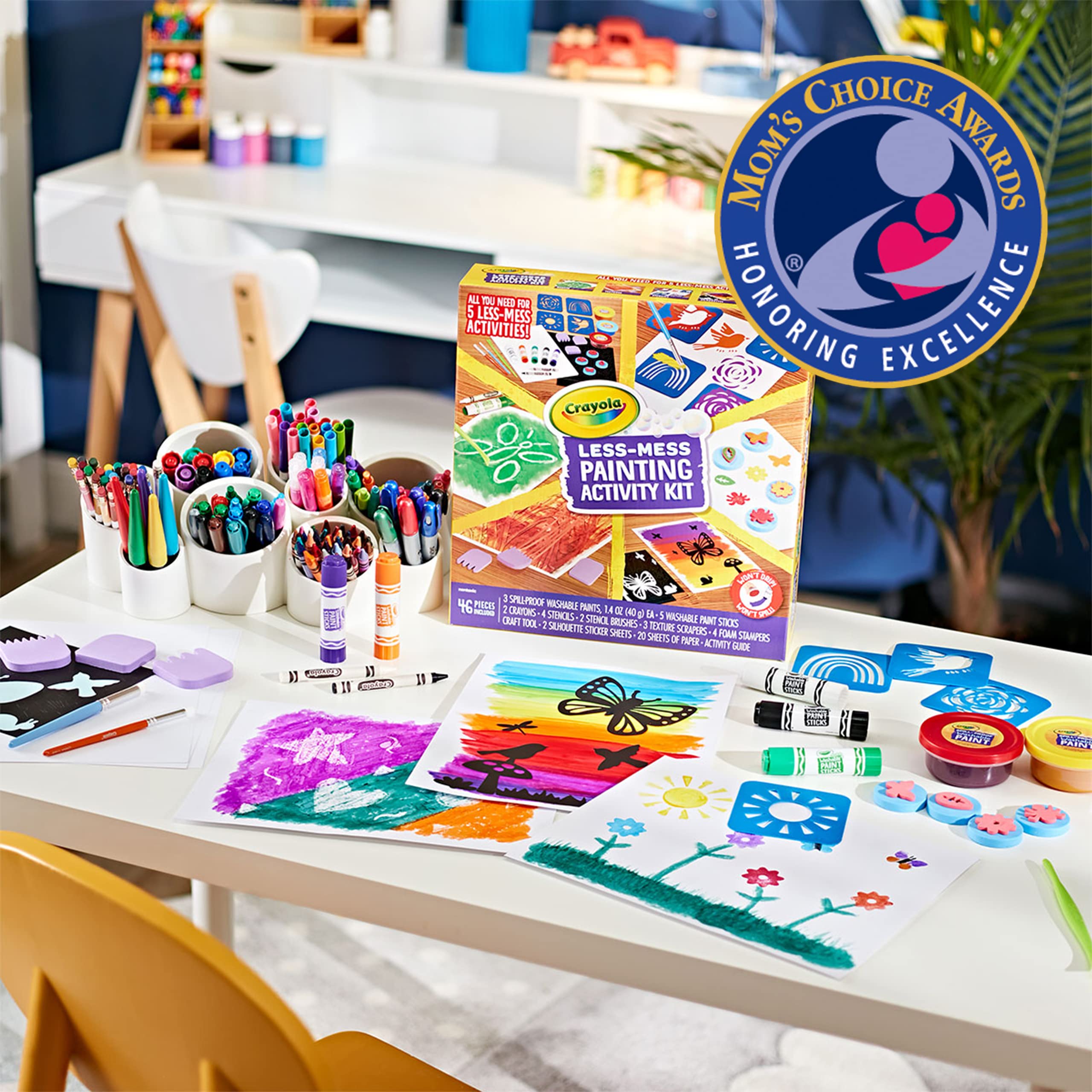 Crayola Less Mess Painting Activity Kit silhouette sticker sheets for vibrant scenes