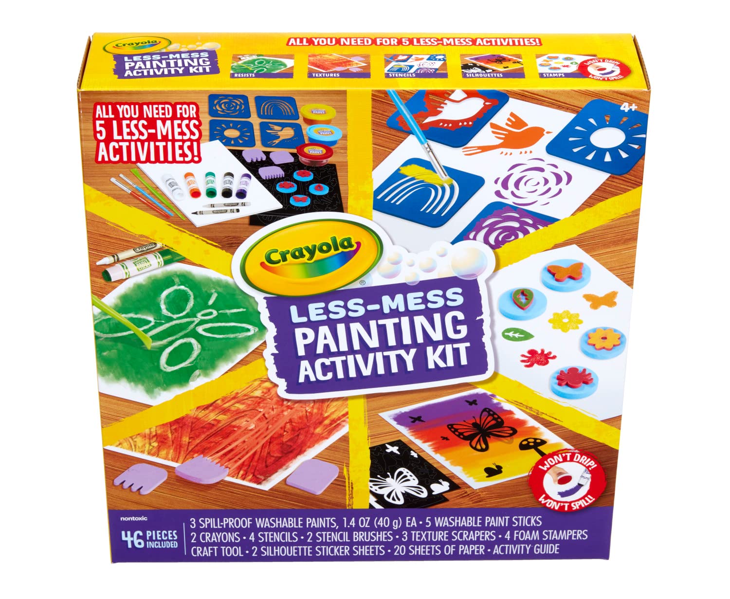 Crayola Less Mess Painting Activity Kit spill-proof paints for carefree art time