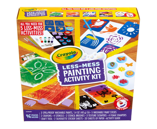 Crayola Less Mess Painting Activity Kit spill-proof paints for carefree art time