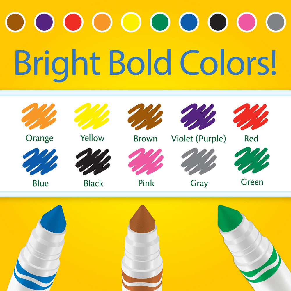 Crayola Broad Line markers designed for classroom use during group projects.