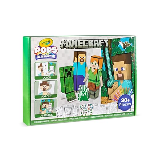 Crayola Minecraft POPs 3D buildable characters — durable cutouts for interactive pretend play.