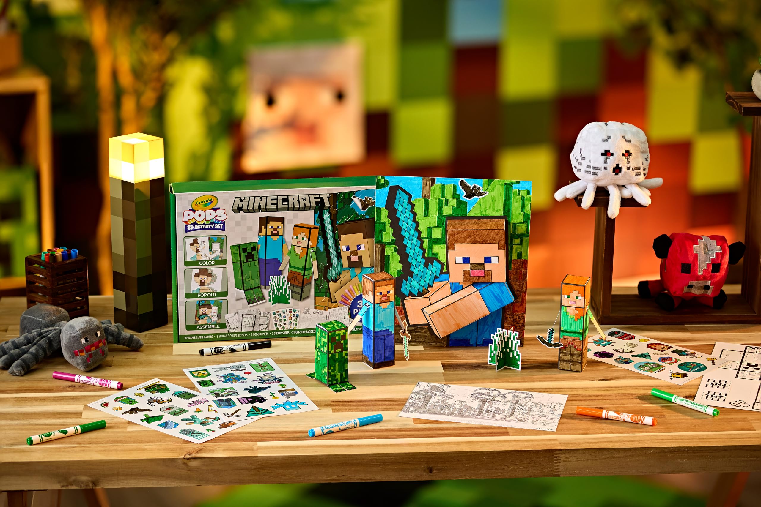 Crayola Minecraft POPs diorama setup — guides kids to create immersive scenes.