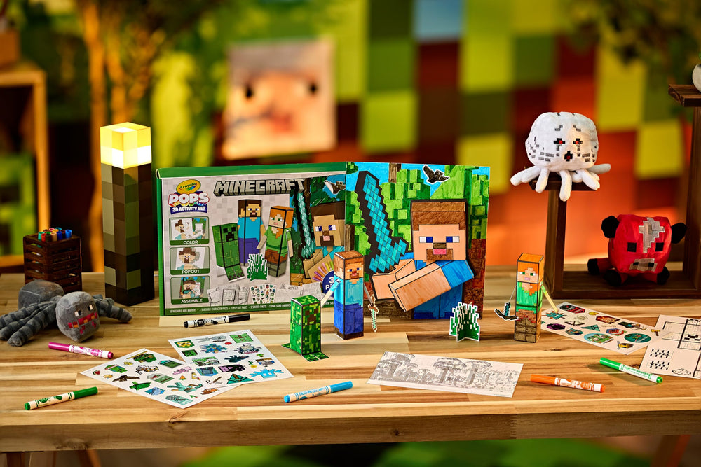 Crayola Minecraft POPs diorama setup — guides kids to create immersive scenes.