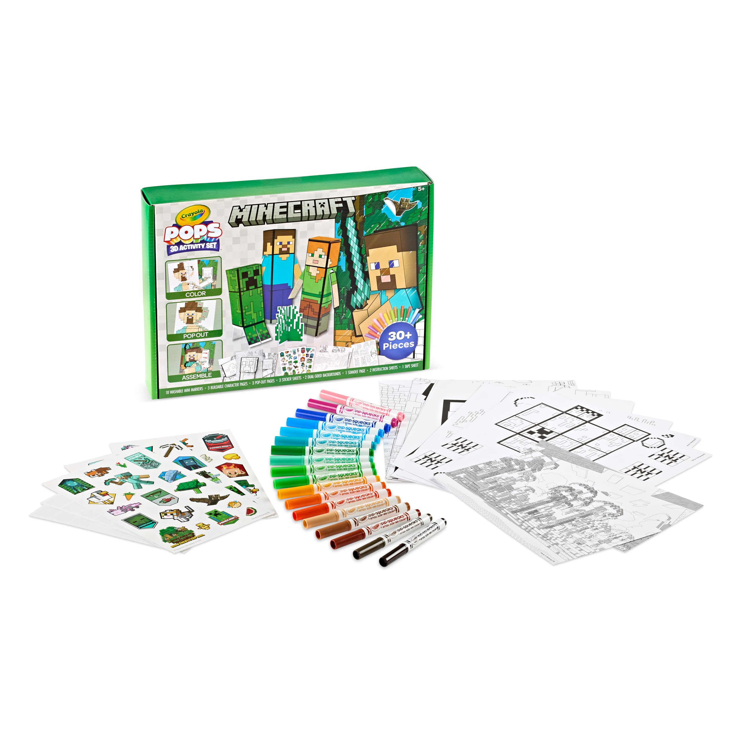 Crayola Minecraft POPs sticker sheets — decorate pages with colorful details and variety.