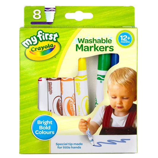 Crayola MyFirst markers close-up nib; easy-grip design supports bold strokes.