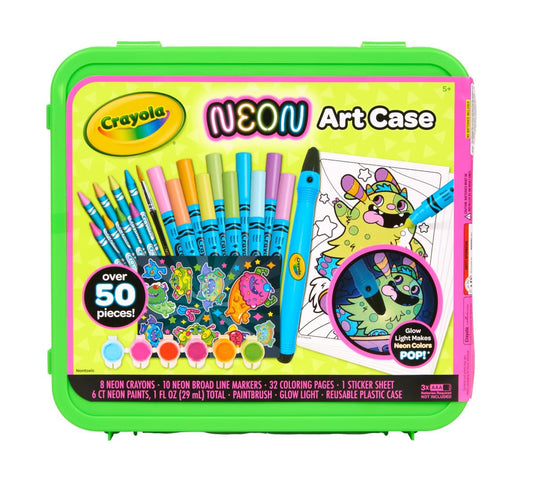 Crayola Neon Art Case with portable storage for on-the-go creativity.