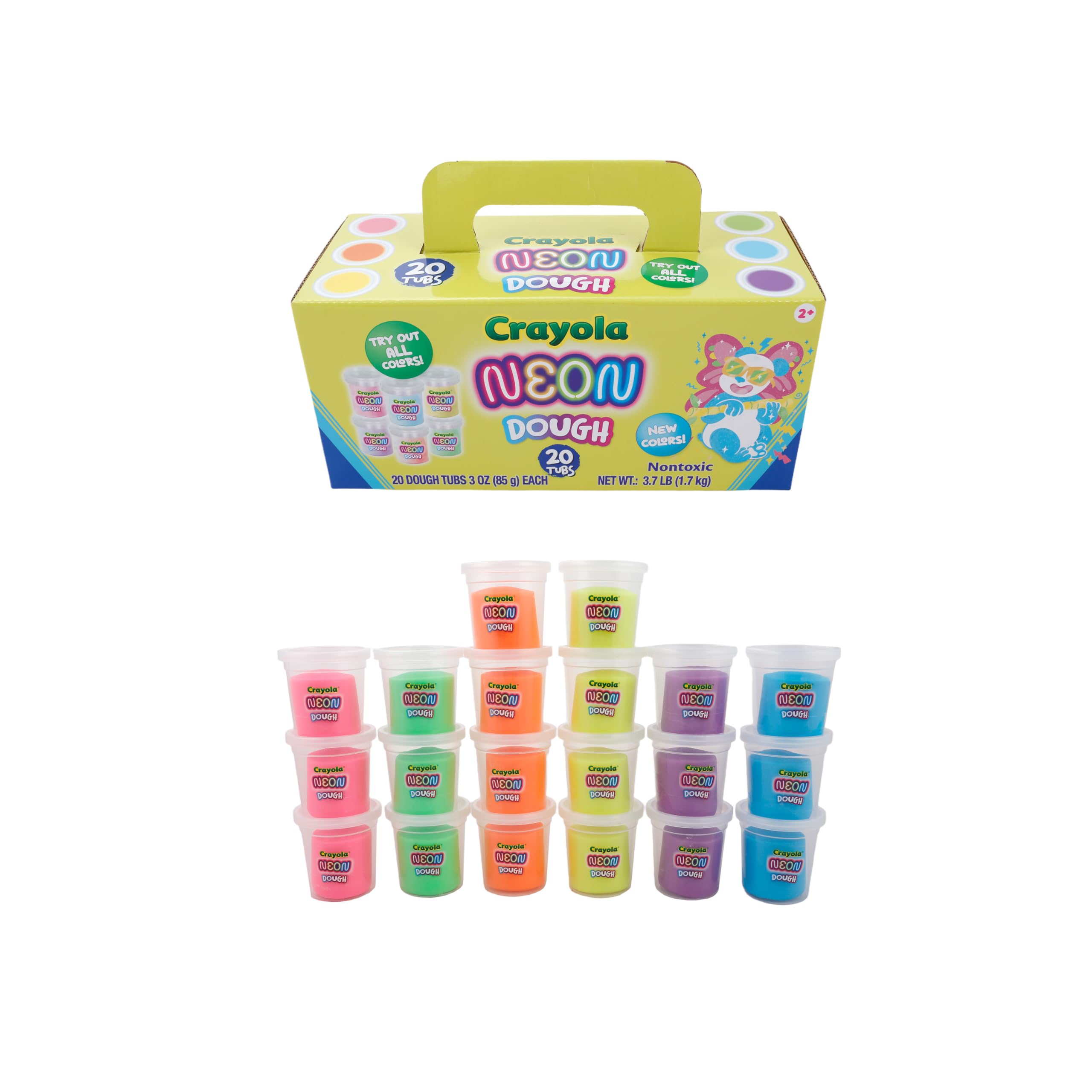 Crayola Neon Dough with easy-carry handle for on-the-go classroom use