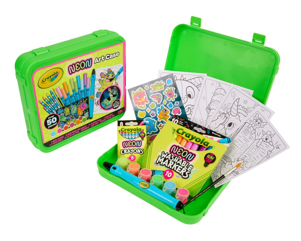 Crayola Neon Paint Pots deliver vibrant, washable color for bold crafts.