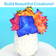 Crayola Paper Flower Science Kit kids crafting session for creative STEM play.