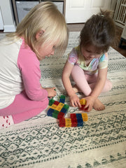Crayola PIP Cubes assembled tower demonstrates spatial thinking in action