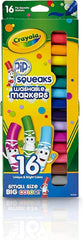 Crayola Pip-Squeaks markers front view with 16 bright colors for kids.