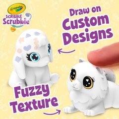 Kids coloring Scribble Scrubbie Baby Pets with washable markers during playtime.