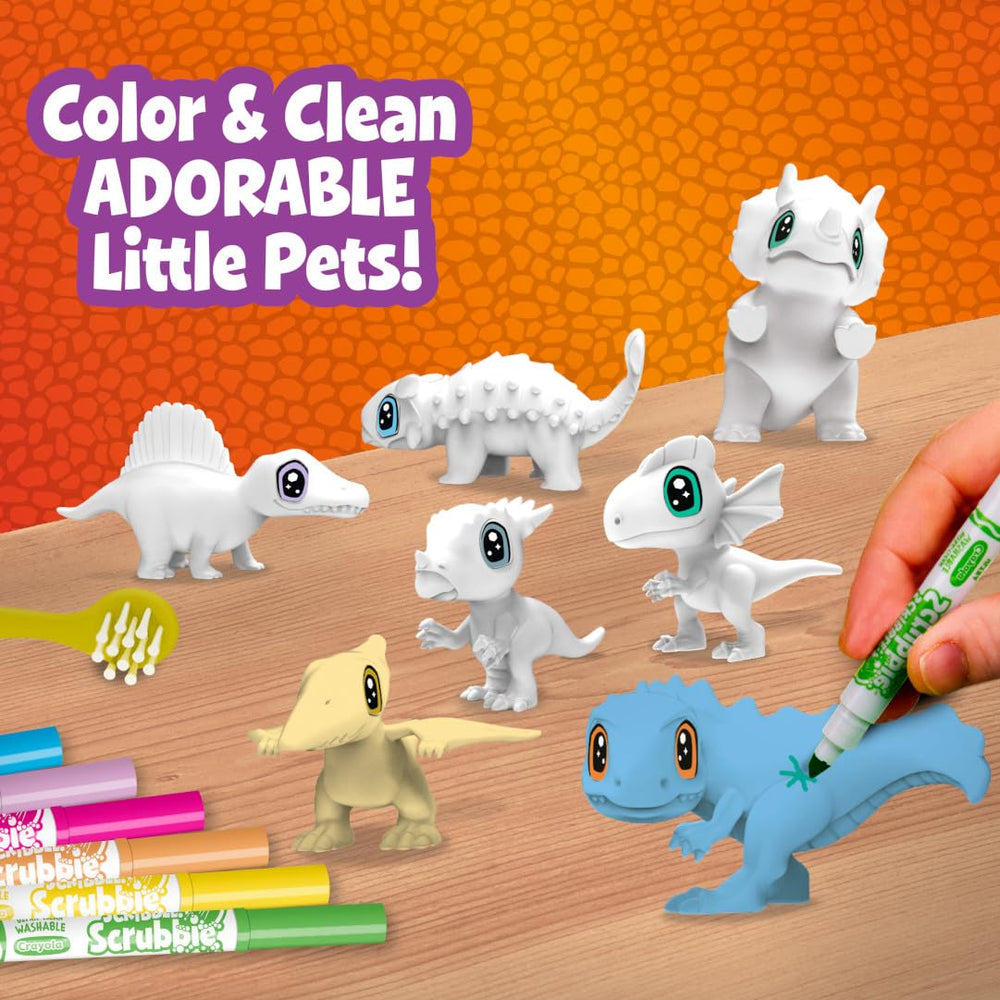 Dino activity set keeps markers and brush organized for play.