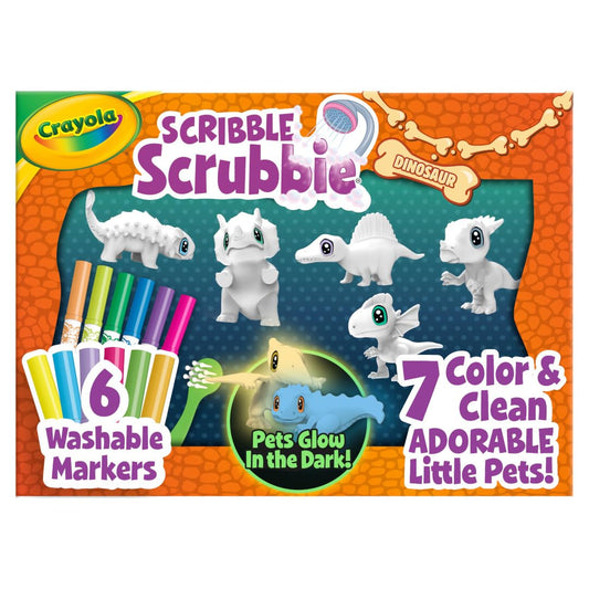 Crayola Scribble Scrubbie dinosaur pets collection ready for color play and easy cleanup.