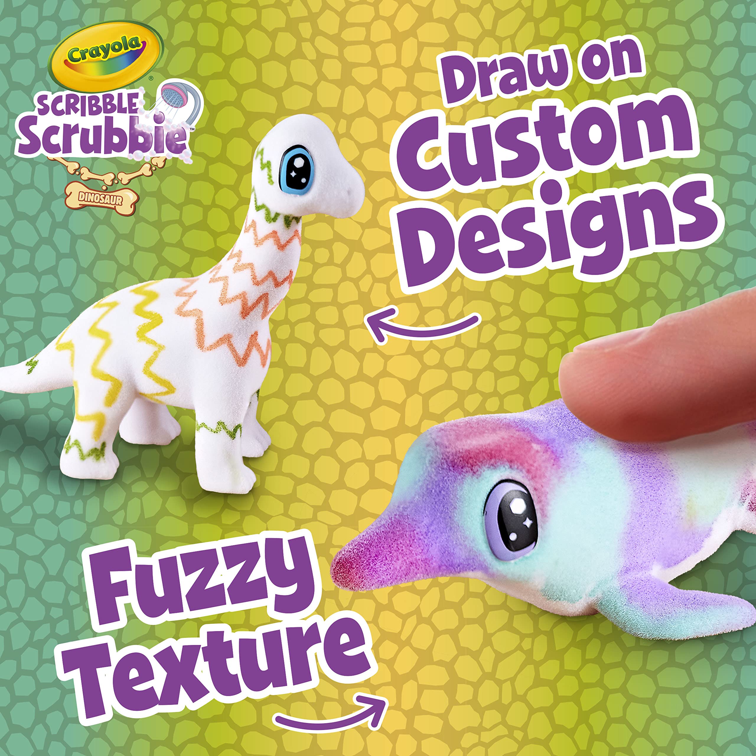 Crayola Scribble Scrubbie four dinosaur pets ready for coloring and washable fun.