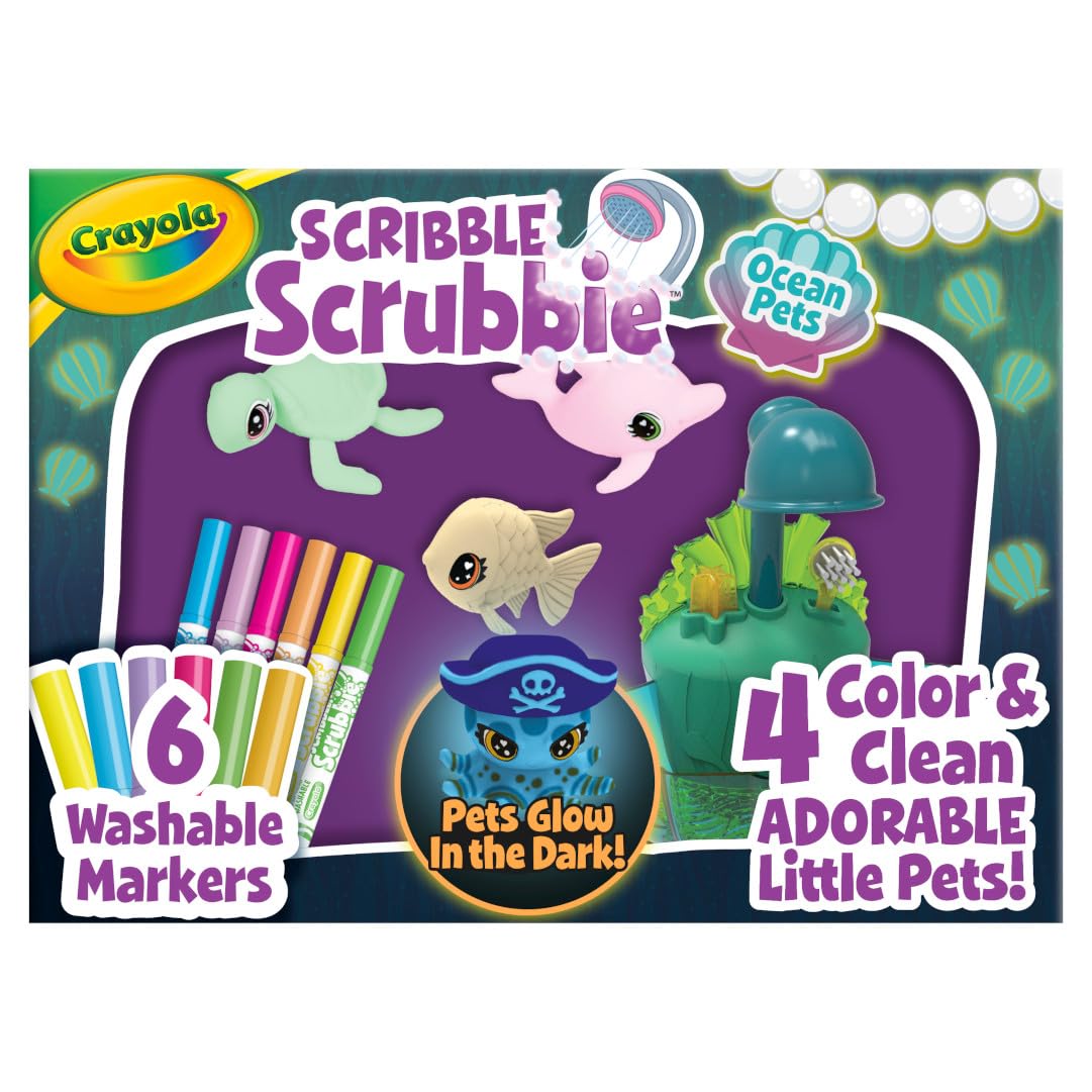 Crayola Scribble Scrubbie Glow Lagoon Marco glow pet ready for coloring and washing